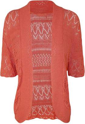 FashionMark Plus Size Women's Crochet Knitted Shrug Cardigan (Baby Pink)