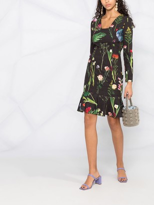 Boutique Moschino Photographic-Floral Ruffle Hem Dress