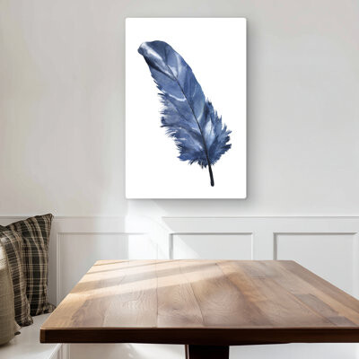 Lark Manor Blue Feather - Bohemian Metal Print for Bedroom Decor