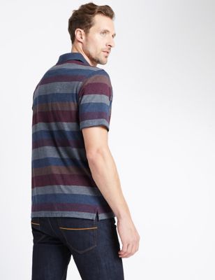 Marks and Spencer Regular Fit Pure Cotton Striped Polo Shirt