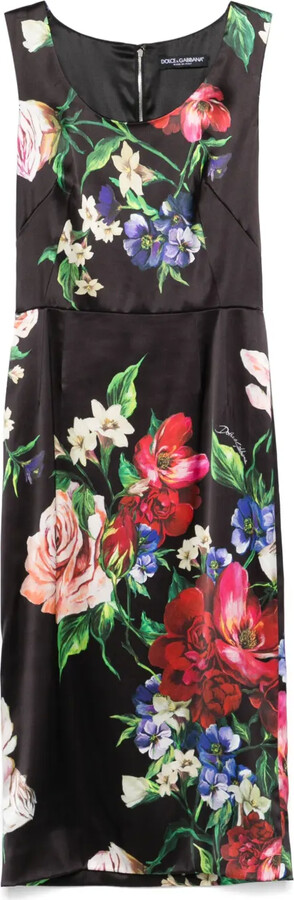 Dolce & Gabbana Floral-Print Satin Midi Dress