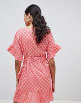 Thumbnail for your product : Glamorous Mini Dress With Ruffle Hem And Tie Waist In Jacquard