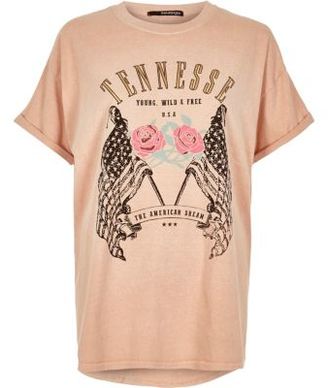 River Island Womens Plus pink 'Tennessee' print T-shirt