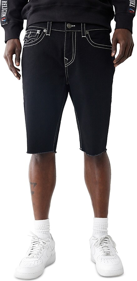 True Religion Ricky Straight Fit Denim Shorts in Black