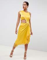 Thumbnail for your product : ASOS Design Cut Out Side Fringe Midi Dress