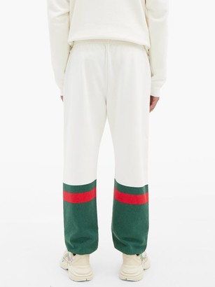 Gucci Logo-stripe Loopback Cotton-jersey Track Pants - Green White