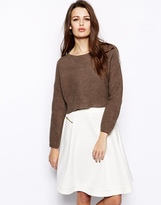 Thumbnail for your product : French Connection Scandi Cropped Jumper - Earl grey melange