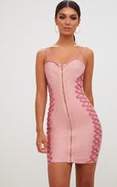 Thumbnail for your product : PrettyLittleThing Dusty Rose Lattice Front Bodycon Dress