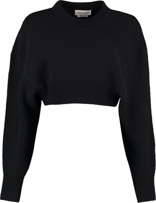 Alexander McQueen Cropped Crewneck Knitted Sweater