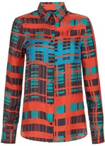 Thumbnail for your product : Peter Som Emerald Plaid Silk Blouse
