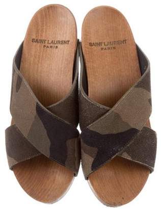 Saint Laurent Camouflage Slide Sandals