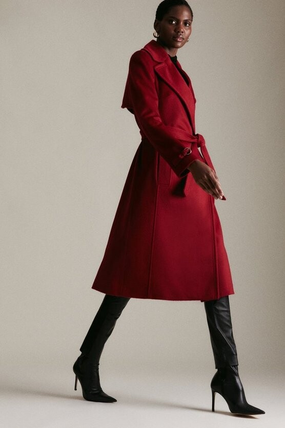 dark red long coat