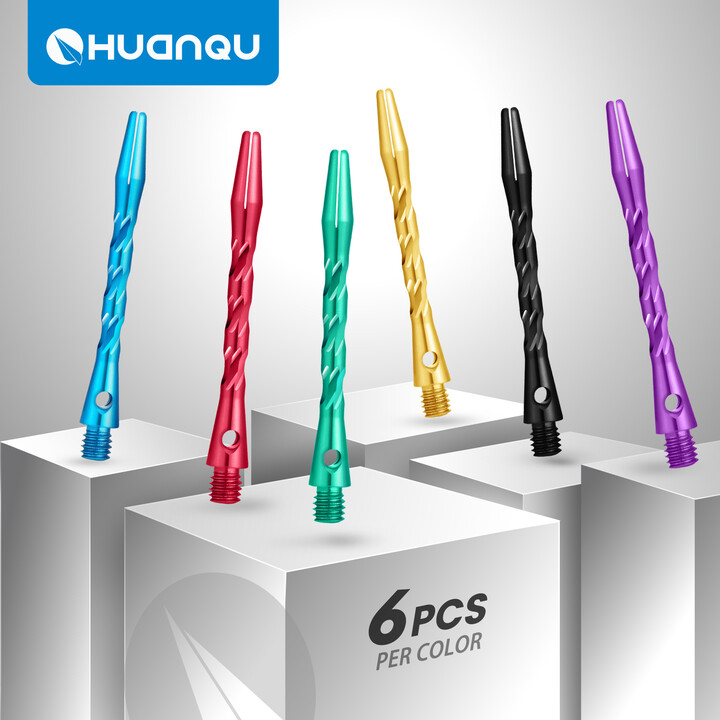 NONE Huanqu Dart Shafts 6-Piece Set Aluminum Dart Shaft Accessories Precision Balanced Durable Replacement Dart Shafts 6 Colors Available Exquisite Design Suitable for All Players