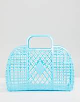 Thumbnail for your product : Monki Plastic Basket Bag In Blue