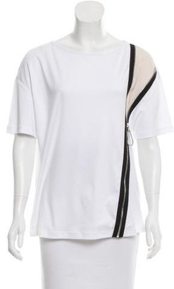 Fabiana Filippi Silk-Trimmed Zipper T-Shirt