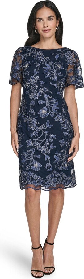 Jessica Howard Women's Short-Sleeve Boat Neck Dress