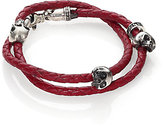 Thumbnail for your product : King Baby Studio Thin-Braided Double Wrap Leather Bracelet