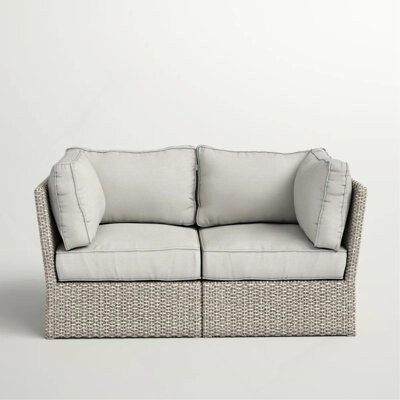 Latitude Run Outdoor Wicker Loveseat With Cushions – Fully Assembled