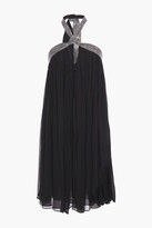 Thumbnail for your product : BA&SH Jing Crystal-embellished Silk-georgette Halterneck Mini Dress