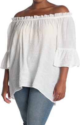 plus size white peasant top