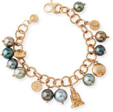 Thumbnail for your product : Dominique Cohen Tahitian Pearl Charm Bracelet in 18K Rose Gold with Diamonds