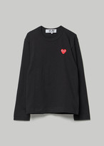 Thumbnail for your product : Comme des Garcons Play Men's Red Heart Long Sleeve T-Shirt in Black Size Small 100% Cotton