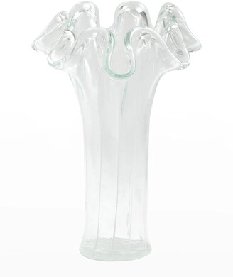 Vietri Onda Glass Clear W/ White Lines Tall Vase