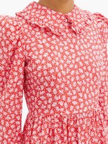 Thumbnail for your product : Batsheva Lucy Gathered Floral-print Cotton-poplin Dress - Red