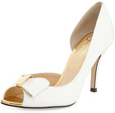 Thumbnail for your product : J. Renee Dallus Leather Peep-Toe Bow Pump, White