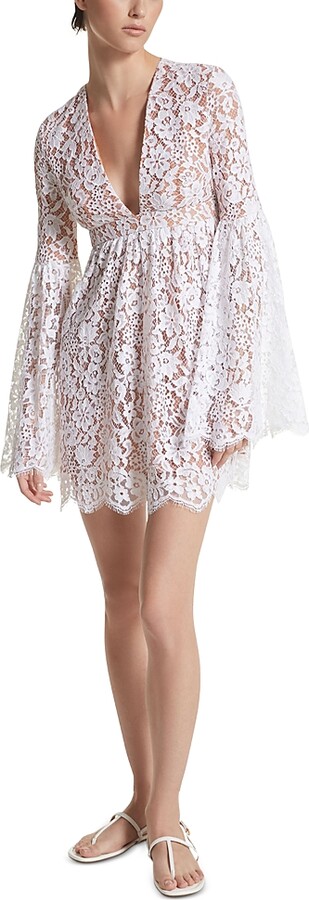 Michael Kors Collection Lace Bell Sleeve Mini Dress ShopStyle
