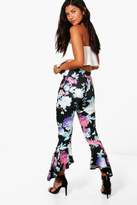 Thumbnail for your product : boohoo Bright Floral Dipped Hem Skinny Trousers