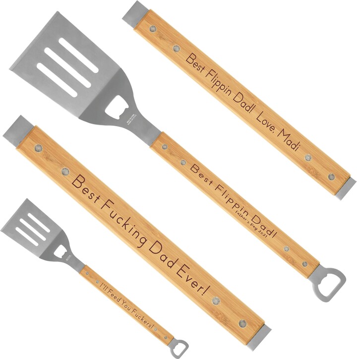 Personalized Bbq Spatula, Engraved Bamboo Grilling Tool, Father's Day Gift