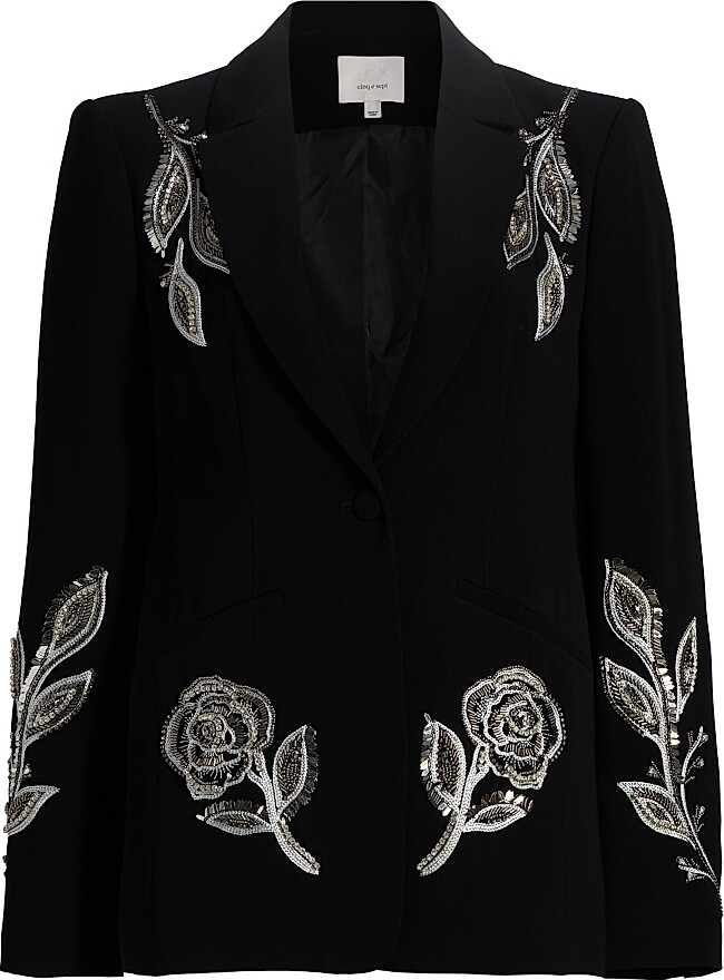 Cinq à Sept Women's Karlie Beaded Paisley Blazer - Black - Size 00