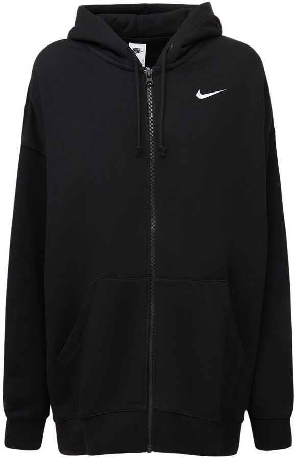 nike cropped zip up moletom com capuz in black