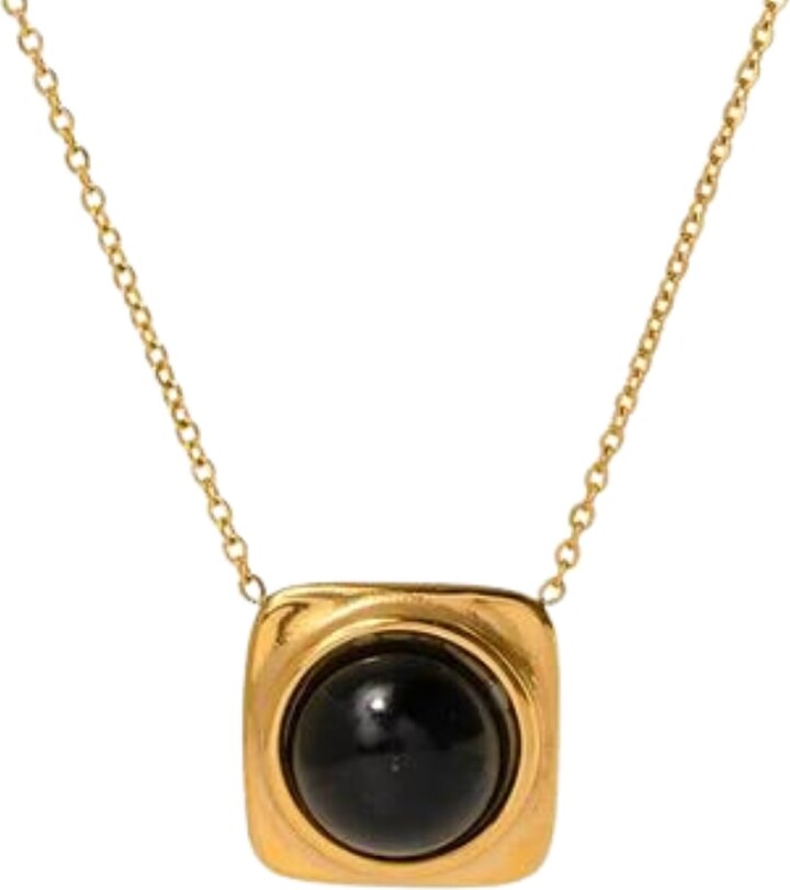 Nazzar Gold / Black Onyx Pendant Gold Necklace