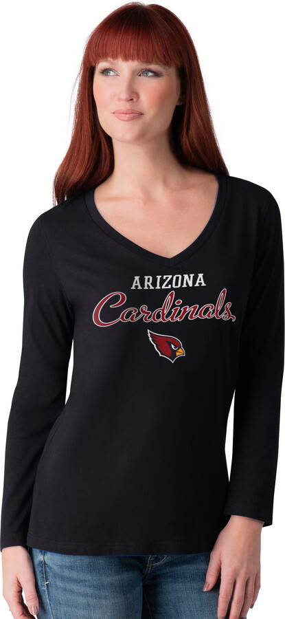 Women's G-III 4Her by Carl Banks Black Arizona Cardinals Post Season Long Sleeve V-Neck T-Shirt