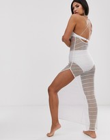 Thumbnail for your product : ASOS DESIGN metallic jersey fishnet bodycon beach maxi dress with rouloux strap