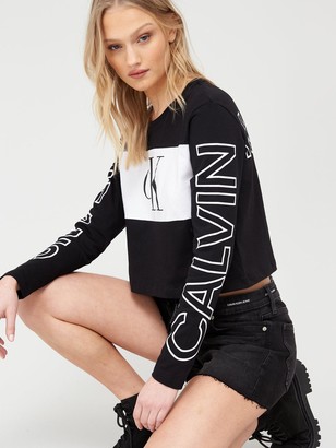 Calvin Klein Jeans Statement Logo Long Sleeve T-Shirt - Black