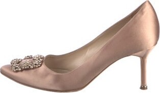 Manolo Blahnik Satin Crystal Embellishments Pumps