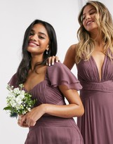 Thumbnail for your product : ASOS DESIGN Bridesmaid short sleeve ruched maxi dress