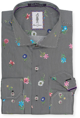 Robert Graham Men's Keller Striped Floral Dress Shirt