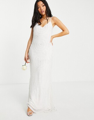 Wrangler Plus Virgos Lounge Petite Bridal embellished cami dress in white