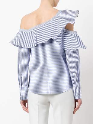 Self-Portrait striped frill blouse