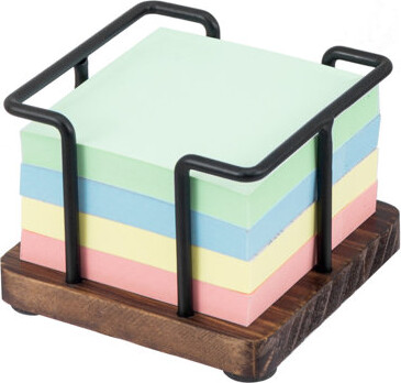 Yandy Metal Wood Office Desktop Memo Pad Holder