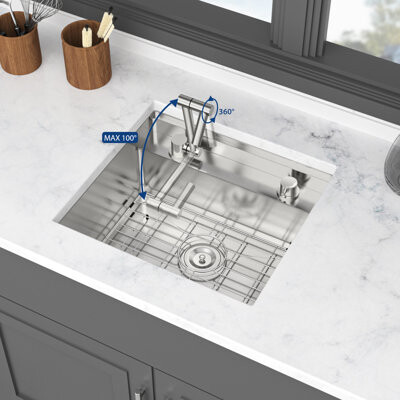 TUOXIN 21" X 19" Single Bowl Workstation Sink In 16 Gauge T304 Stainless Steel With 360 Rotating Folding Faucet, Invisible Lid For Various Kitchen Uses, X -