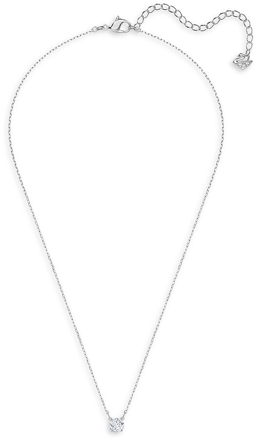 achterstalligheid String string Christus Swarovski Attract Cubic Zirconia Rhodium-Plated Necklace - ShopStyle