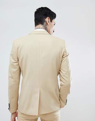 Noose & Monkey Super Skinny Tuxedo Suit Jacket-Gold