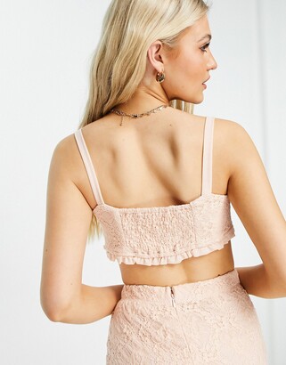 Love Triangle lace crop top with ties in apricot co-ord