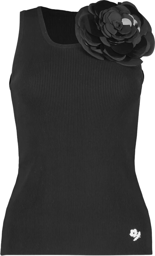 BERNADETTE Marcel rose-embellished ribbed tank