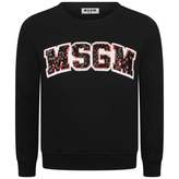 Thumbnail for your product : MSGM MSGMGirls Black Sequin Logo Sweater